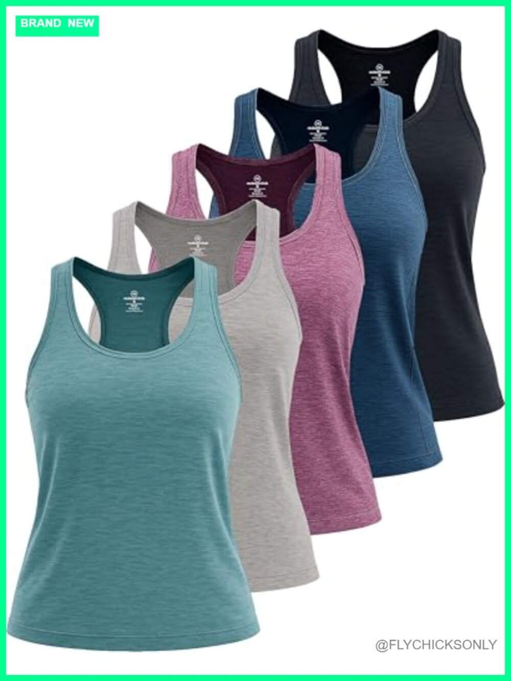 5 Pack Women's Racerback Tank Tops Dry-Fit Athletic Yoga Activewear Plus Size
